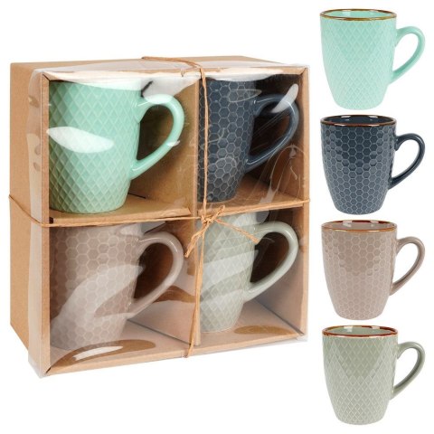Grupa Orion Sp. z o.o. Kubek ceramiczny do picia kawy herbaty na prezent zestaw komplet kubków 4 sztuki 270 ml