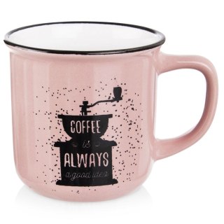 Grupa Orion Sp. z o.o. Kubek do Kawy Ceramiczny Różowy 370 ml ORION z Dekorem do Zmywarki
