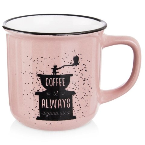 Grupa Orion Sp. z o.o. Kubek do Kawy Ceramiczny Różowy 370 ml ORION z Dekorem do Zmywarki
