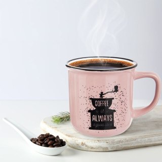 Grupa Orion Sp. z o.o. Kubek do Kawy Ceramiczny Różowy 370 ml ORION z Dekorem do Zmywarki