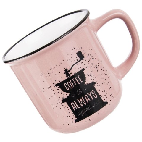Grupa Orion Sp. z o.o. Kubek do Kawy Ceramiczny Różowy 370 ml ORION z Dekorem do Zmywarki
