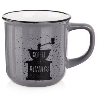Grupa Orion Sp. z o.o. Kubek do Kawy Ceramiczny Szary 370 ml ORION z Dekorem do Zmywarki