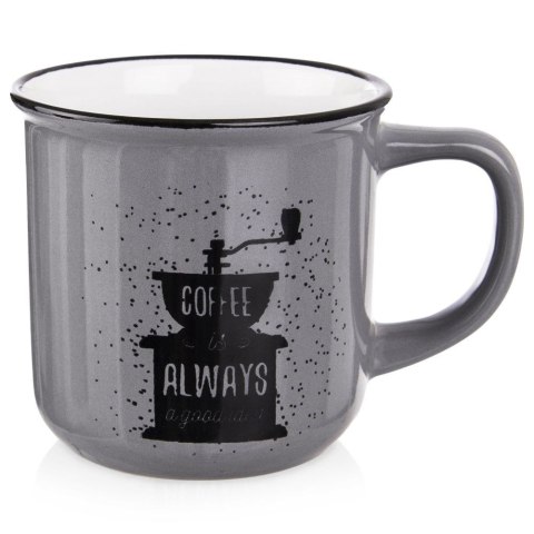 Grupa Orion Sp. z o.o. Kubek do Kawy Ceramiczny Szary 370 ml ORION z Dekorem do Zmywarki