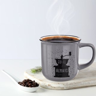 Grupa Orion Sp. z o.o. Kubek do Kawy Ceramiczny Szary 370 ml ORION z Dekorem do Zmywarki