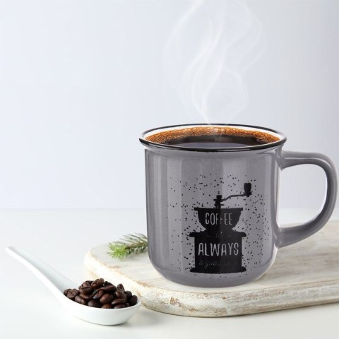 Grupa Orion Sp. z o.o. Kubek do Kawy Ceramiczny Szary 370 ml ORION z Dekorem do Zmywarki