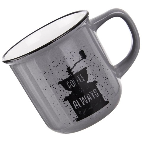 Grupa Orion Sp. z o.o. Kubek do Kawy Ceramiczny Szary 370 ml ORION z Dekorem do Zmywarki