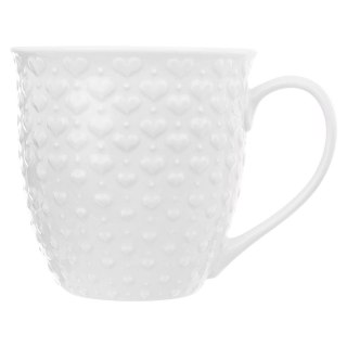 Grupa Orion Sp. z o.o. Kubek do Kawy i Herbaty Duży Ceramiczny 580 ml ORION Biały z Serduszkami