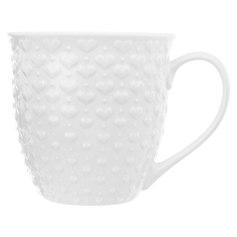 Grupa Orion Sp. z o.o. Kubek do Kawy i Herbaty Duży Ceramiczny 580 ml ORION Biały z Serduszkami
