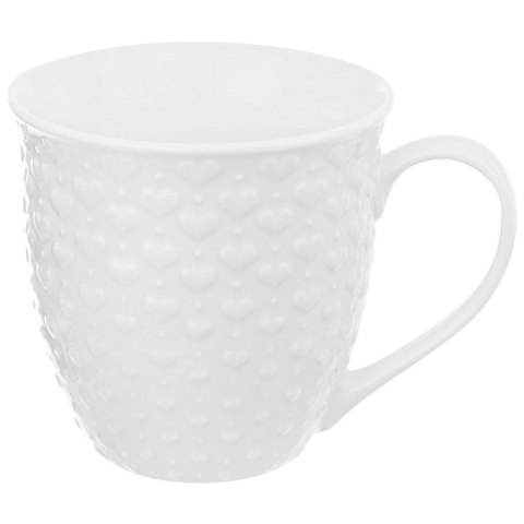 Grupa Orion Sp. z o.o. Kubek do Kawy i Herbaty Duży Ceramiczny 580 ml ORION Biały z Serduszkami