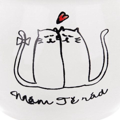 Grupa Orion Sp. z o.o. Kubek Ceramiczny na Kawę Herbatę Kot Duży Biały Pojemny Prezent ORION 300ml