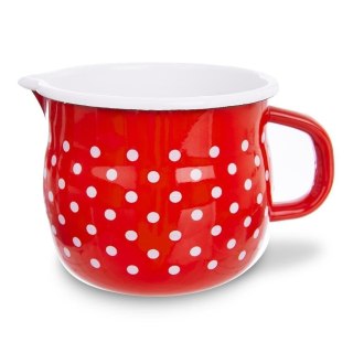 Grupa Orion Sp. z o.o. Kubek emaliowany retro 1,2 l czerwony w grochy