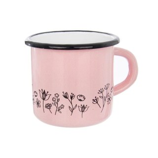 Grupa Orion Sp. z o.o. Kubek garnek garnuszek emaliowany retro 0,4 l kwiaty różowy
