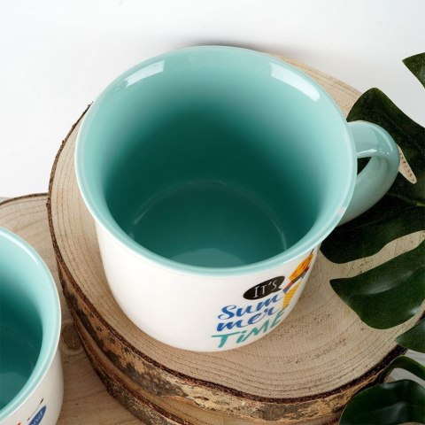 VLACHOS BROS S.A IMPORTS (NAVA),Valantis Vlachos Kubek Porcelanowy 380 ml NAVA It's Summer Time Miętowy Uchwyt