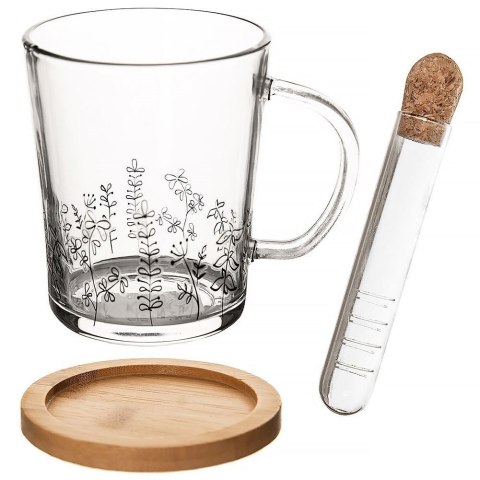 Grupa Orion Sp. z o.o. Kubek do Herbaty Kawy z Zaparzaczem Podstawką Szklany Solidny ORION 400 ml