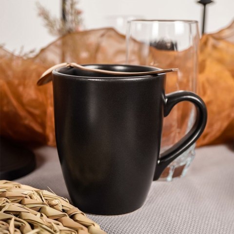 Grupa Orion Sp. z o.o. Kubek z uchem do picia kawy herbaty napojów ceramiczny czarny ALFA 350 ml