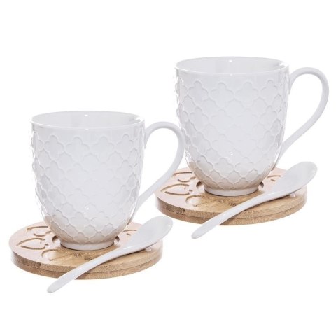 Grupa Orion Sp. z o.o. Kubki Porcelanowe do Kawy Herbaty z Łyżeczką Podstawką ORION 370 ml 2 szt.