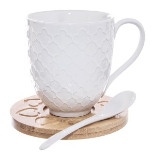 Grupa Orion Sp. z o.o. Kubki Porcelanowe do Kawy Herbaty z Łyżeczką Podstawką ORION 370 ml 2 szt.