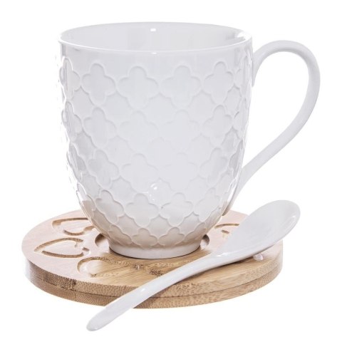 Grupa Orion Sp. z o.o. Kubki Porcelanowe do Kawy Herbaty z Łyżeczką Podstawką ORION 370 ml 2 szt.