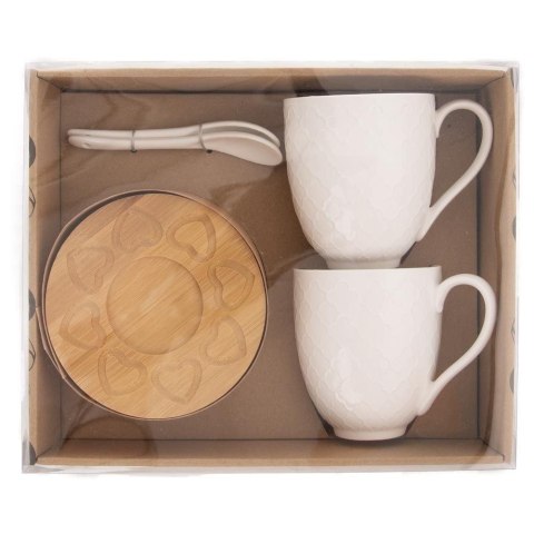 Grupa Orion Sp. z o.o. Kubki Porcelanowe do Kawy Herbaty z Łyżeczką Podstawką ORION 370 ml 2 szt.