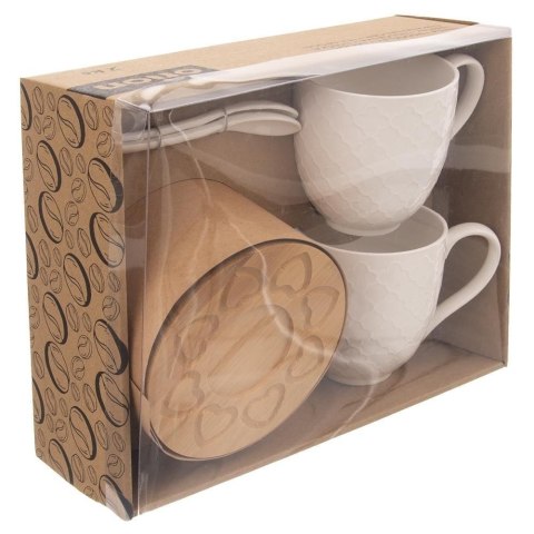 Grupa Orion Sp. z o.o. Kubki Porcelanowe do Kawy Herbaty z Łyżeczką Podstawką ORION 370 ml 2 szt.