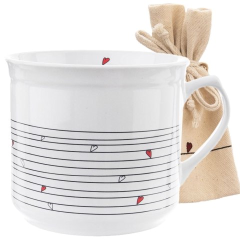 Grupa Orion Sp. z o.o. Kubek z Woreczkiem na Herbatę Zioła Ceramiczny Biały Serce ORION 700 ml