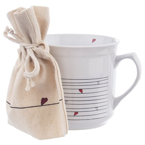 Grupa Orion Sp. z o.o. Kubek z Woreczkiem na Herbatę Zioła Ceramiczny Biały Serce ORION 700 ml