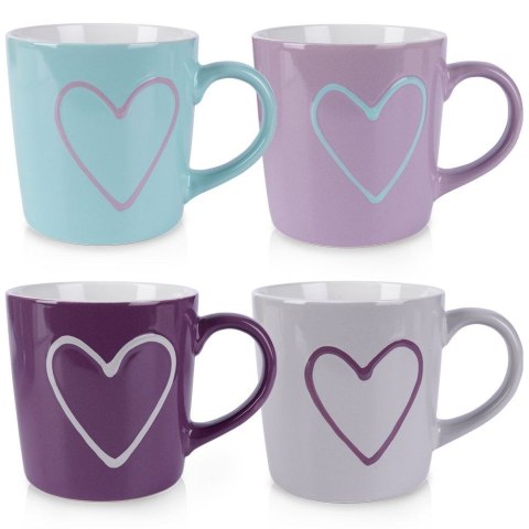 Grupa Orion Sp. z o.o. Kubki Ceramiczne 600 ml 4 Szt. ORION Serce Kolorowe Duże
