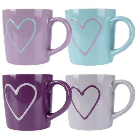Grupa Orion Sp. z o.o. Kubki Ceramiczne 600 ml 4 Szt. ORION Serce Kolorowe Duże