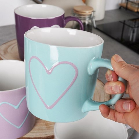 Grupa Orion Sp. z o.o. Kubki Ceramiczne 600 ml 4 Szt. ORION Serce Kolorowe Duże