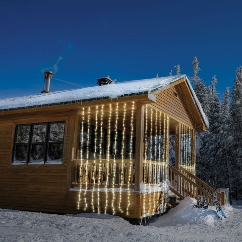 Kurtyna świetlna girlanda zewnętrzna lampki oświetlenie na balkon taras dom 320 LED 1 m