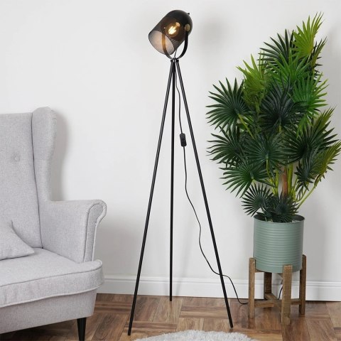 Trends4You Lampa podłogowa metalowa czarna 148 cm