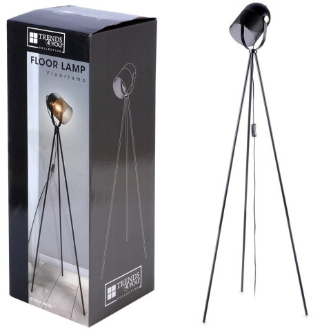 Trends4You Lampa podłogowa metalowa czarna 148 cm