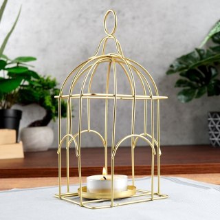 Grupa Orion Sp. z o.o. Lampion na Świeczkę Metalowy Złoty 25 cm ORION Klatka na Tealight