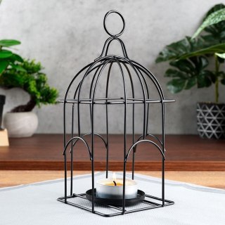 Grupa Orion Sp. z o.o. Lampion na Świece Świeczkę Tealight Metalowy Czarny Loft Solidny ORION 25cm