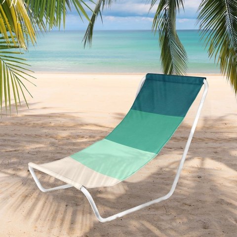 Grupa Orion Sp. z o.o. Leżak Plażowy Składany Metalowy Paski z Torbą Transportową VILDE 94 x 51 cm