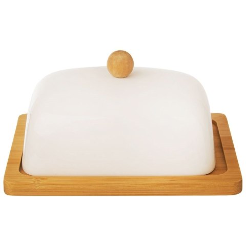 Grupa Orion Sp. z o.o. Maselniczka Maselnica Porcelanowa Bambusowa do Masła Biała ORION 16 x 13 cm