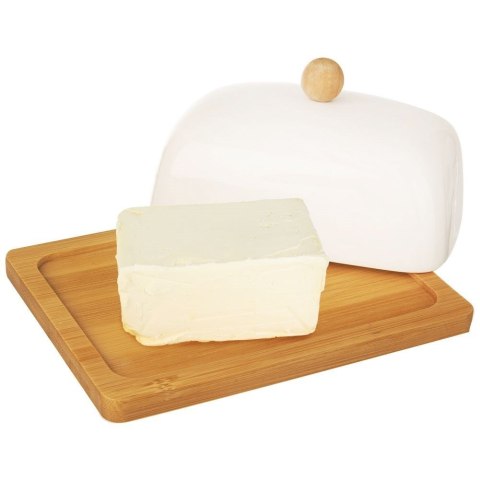 Grupa Orion Sp. z o.o. Maselniczka Maselnica Porcelanowa Bambusowa do Masła Biała ORION 16 x 13 cm