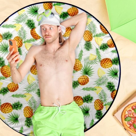 Grupa Orion Sp. z o.o. Koc Mata Piknikowa Plażowa Okrągła Lekka z Pokrowcem Solidna PROBEACH 138cm