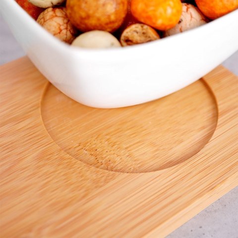 Grupa Orion Sp. z o.o. Miseczki miski do dipów przekąsek porcelanowe na desce bambusowej zestaw 4 el.