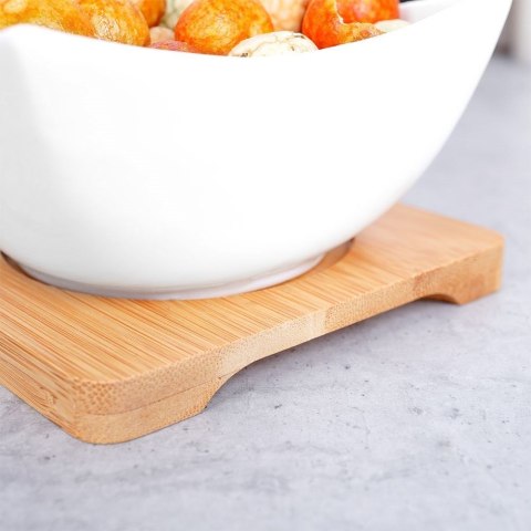 Grupa Orion Sp. z o.o. Miseczki miski do dipów przekąsek porcelanowe na desce bambusowej zestaw 4 el.