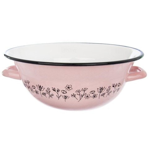 Grupa Orion Sp. z o.o. Miska misa emaliowana z uchwytami retro kwiaty 26 cm 2,5 l