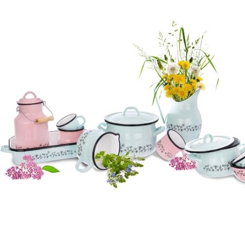 Grupa Orion Sp. z o.o. Miska misa emaliowana z uchwytami retro kwiaty 26 cm 2,5 l