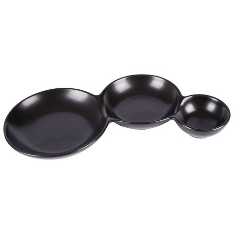Grupa Orion Sp. z o.o. Miseczka na Przekąski Potrójna 25 cm Porcelanowa Czarna do zmywarki ORION