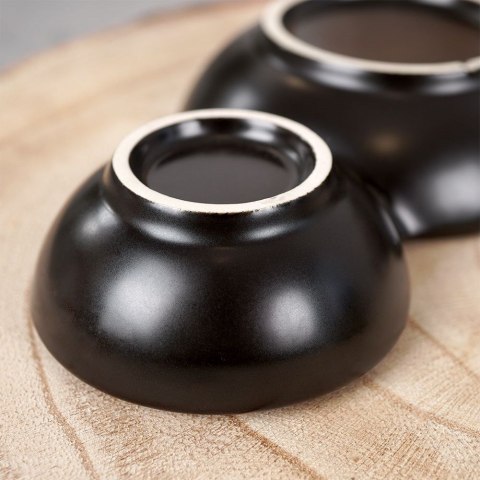 Grupa Orion Sp. z o.o. Miseczka na Przekąski Potrójna 25 cm Porcelanowa Czarna do zmywarki ORION