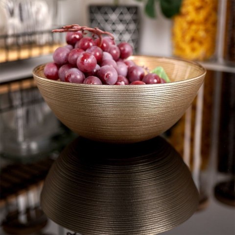 Grupa Orion Sp. z o.o. Miska Szklana Złota 15 cm 600 ml Prążkowana Mycie Ręczne VILDE