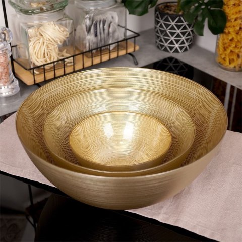 Grupa Orion Sp. z o.o. Miska Szklana Złota 15 cm 600 ml Prążkowana Mycie Ręczne VILDE