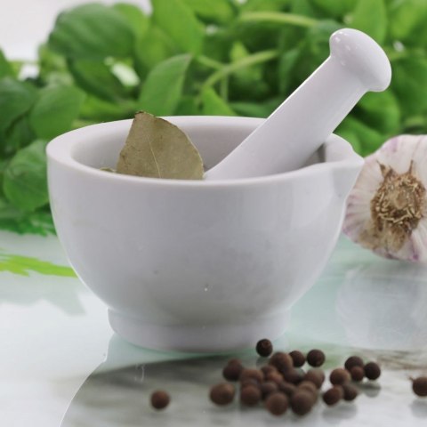 Grupa Orion Sp. z o.o. Moździerz do przypraw ceramiczny z tłuczkiem do ucierania przypraw ziół orzechów 10,5 cm