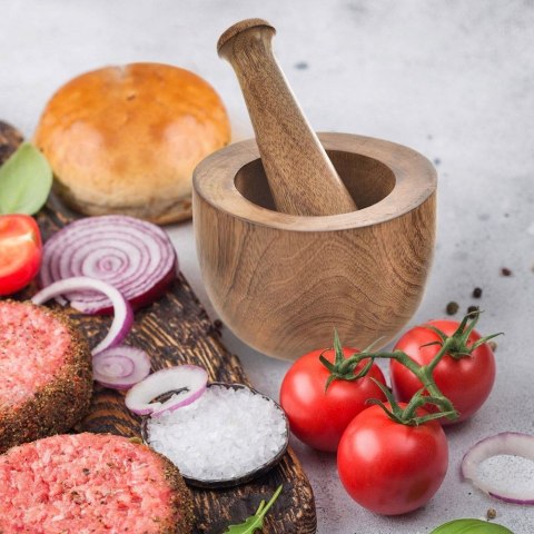 Grupa Orion Sp. z o.o. Moździerz do Ucierania Przypraw Drewniany z Tłuczkiem ORION 13,5x13,5x10cm