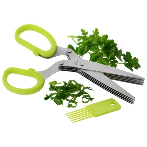 Grupa Orion Sp. z o.o. Nożyczki do Ziół 19,5 cm 5 Ostrzy Stal Nierdzewna z czyścikiem ORION