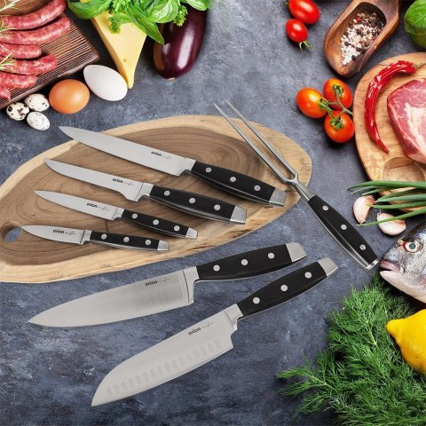 Grupa Orion Sp. z o.o. Nóż Santoku do Mięsa Ryb Owoców Stalowy Japoński Solidny MASTER 33 x 5 cm